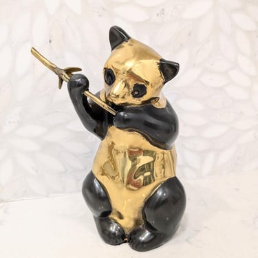 Rosenthal Netter Panda with Bamboo Brass & Black Lacquer Decorative Object 