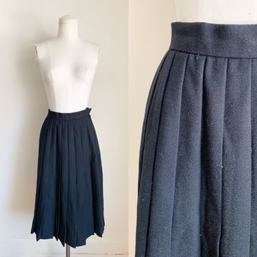 Vintage Gloria Sachs Black Wool Pleated Skirt / XS 