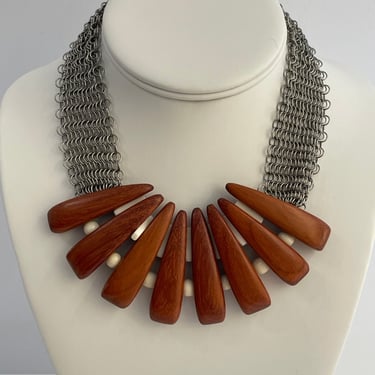 Ferrara Silver and Wood Necklace