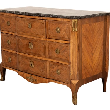 Louis XV Fossil Marble Kingwood Commode, 18th C.