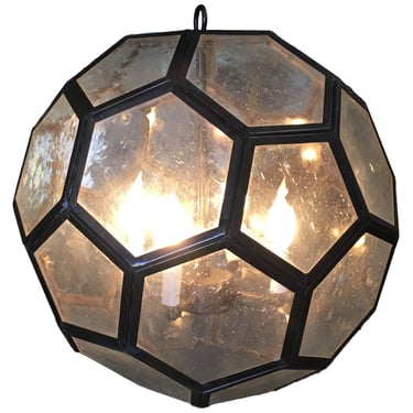 Octagon Lantern Window Chandelier with Acid Bronze Patina 