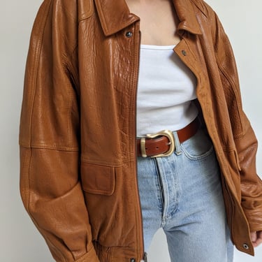 Gorgeous Vintage Saddle Brown Leather Jacket