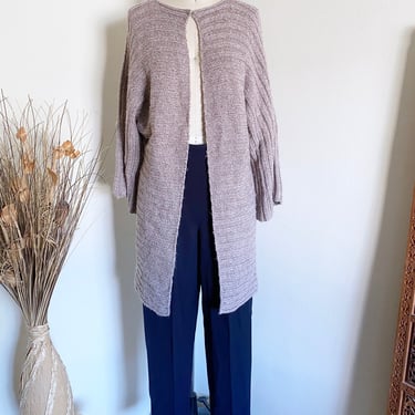 Vintage 80's Long Cardigan with Wide Sleeves, S M 