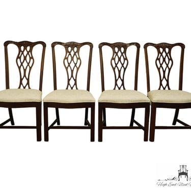 Set of 4 WHITE OF MEBANE Mahogany Traditional Chippendale Style Dining Side Chairs 