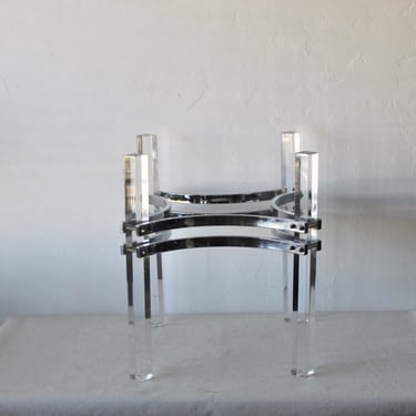 Charles Hollis Jones Style Chrome Lucite Coffee Table Base 