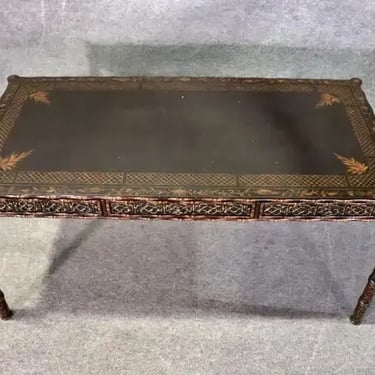 Chinoiserie Paint Decorated Faux Bamboo Writing Desk
