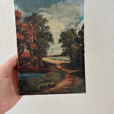 Original Vintage Painting, Fall Landscape 