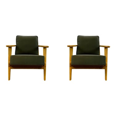 Mod Green Cotton Adirondack Lounge Chairs Pair