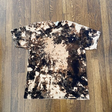 Brown Bleached Dyed Cotton Tee | Size LG 