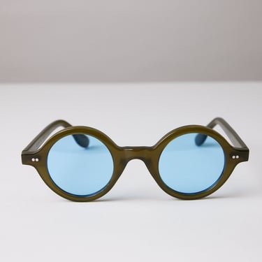 New York Eye_rish, Greystones. Green Frame with Blue Lenses 