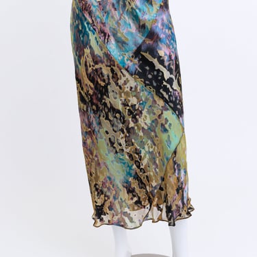 Shibori Silk Burnout Midi Skirt