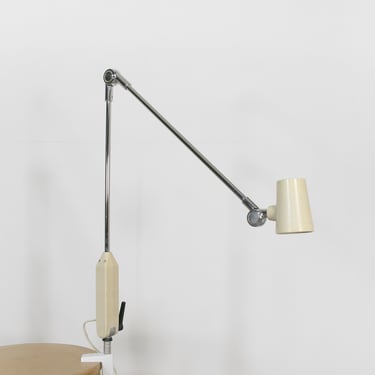 Beige Vintage Derungs Postmodern Surgical Adjustable Articulated Desk Lamp Swiss Architect Task Office Studio Work Doctor Medical Drafting 