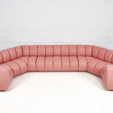 Bernhardt 3 Piece Sectional Channel Tufted Pink Boucle, 1970