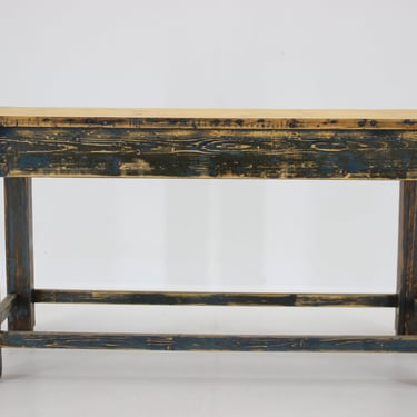 1950s Patinated Pine Tree Wooden Table, Czechoslovakia 