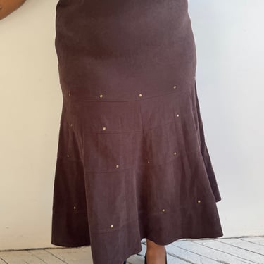 Vintage - Brown Faux Suede Skirt (2X/3X)