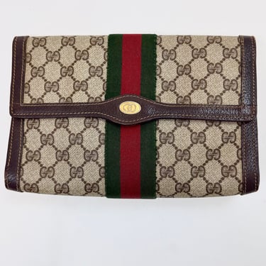 Brown Gucci Monogram Envelope Clutch