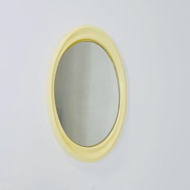 space age oval white cream wall mirror Germany 1970s 