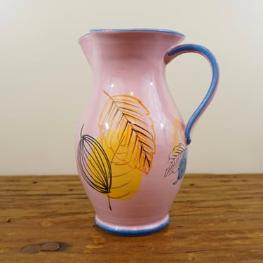 Beautifully Decorated Hand-Painted Pink Leaf Pitcher with Charming Design 