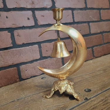 Vintage Jewish Judaica Half Moon Bell Candle Holder 