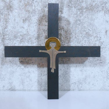 Mid Century Emaus Wall Plaque - Christ on the Cross - from the Monks of the Emaus Workshop of Talleres Monasticos in Quernavaca Mexico 