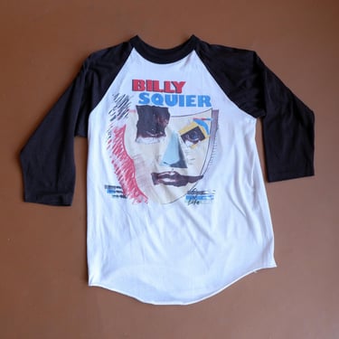 Vintage 1984 Billy Squier Tour Baseball T/ 80s Rock Band Raglan Shirt/ Signs of Life/ Size Medium Large 
