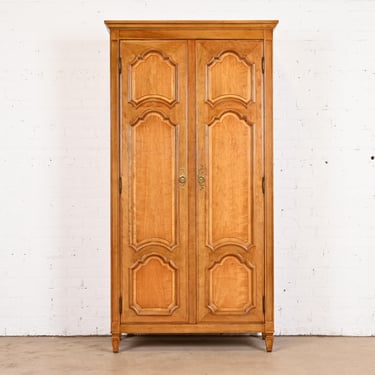 Baker Furniture French Regency Louis XVI Carved Cherry Wood Armoire Dresser, 1960s