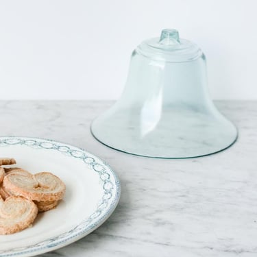 Vintage Glass Cloche & Transferware Platter