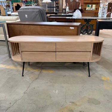 Solid Oak Mid-Century Modern Oblong Sideboard
