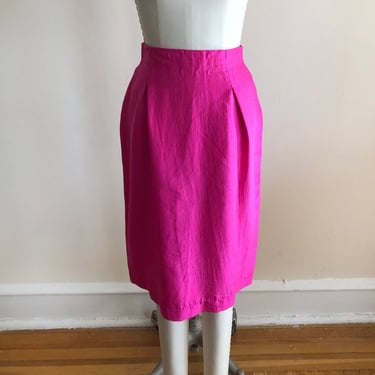 Bright Pink Silk Skirt - 1980s 