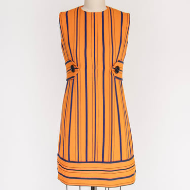 1960s Dress Lanz Cotton Stripe Mod Shift XS 