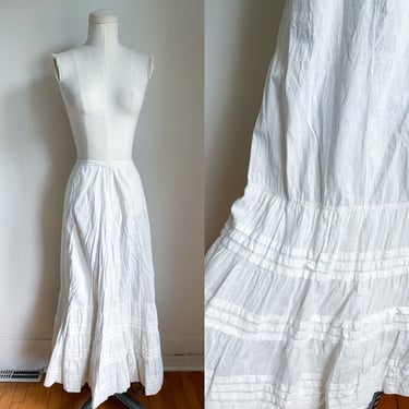 Antique Edwardian Under Skirt / Lawn Cotton Dress / Cotton Slip // 31