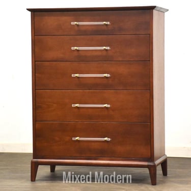 Refinished Walnut Tall Dresser by Henredon Circa 60’s 