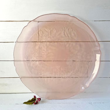 Vintage 12' Arcoroc Rosa Pink (Rosaline), Pink Depression Glass Torte Plate // Vintage Pink Plate, Pink Display Plate // Perfect Gift 