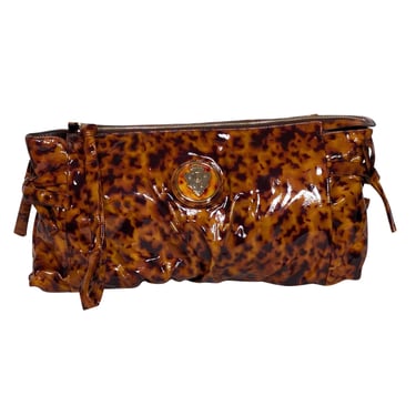 Gucci - Tan &amp; Brown Tortoise Patent Leather Clutch