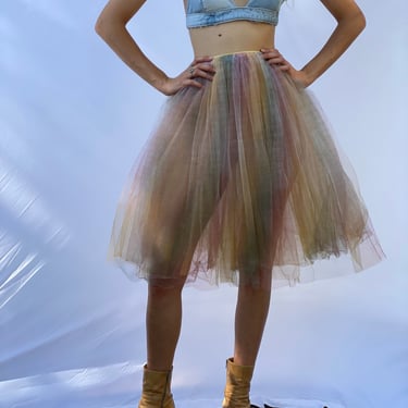 Thirties Costume Ethereal Festival Piece / 30's Skirt / Dance Costume Skirt in Layered Multi Colored Tulle 