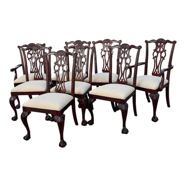 Ethan Allen Carved Chippendale 18th Century Reproductions Dining Chairs - Set of 8 