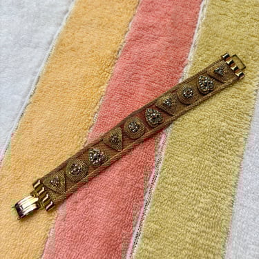 Gold Mesh &amp; Marcasite Bracelet