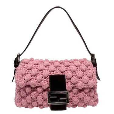 Fendi Pink Crocheted Baguette Bag