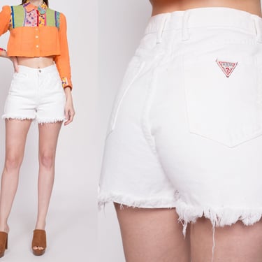90s Guess White Cut Off Jean Shorts - Small, 26.5