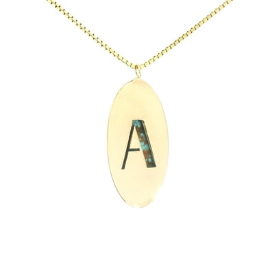 Letter &quot;A&quot; Necklace in No. 8 Turquoise