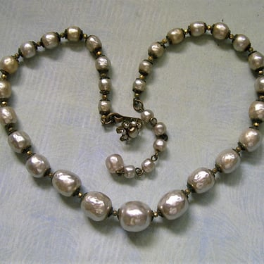 Vintage Miriam Haskell Baroque Faux Pearl Necklace, Old Haskell Pearl Necklace, Haskell Pearl Necklace  (#4058) 
