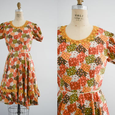 1960s/70s Calico Printed Square Dance Dress 