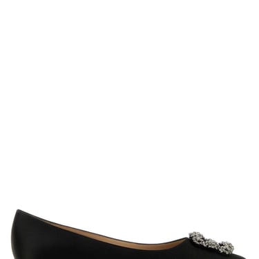 Manolo Blahnik Women Black Satin Hangisi Ballerinas