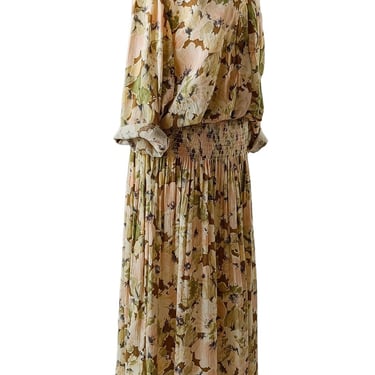 Leslie Fay 1980s Pastel Floral Midi Dress Size M 