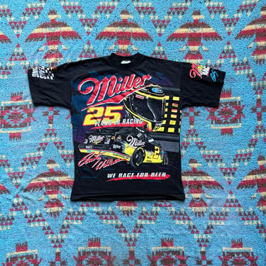 Vintage Rusty Wallace ‘We Race for Beer’ All Over Graphic Shirt 