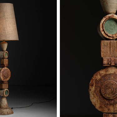 Terracotta Totem Floor Lamp by Bernard Rooke
