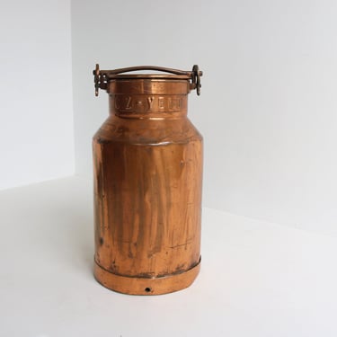 Classic Antique Copper Plated Milk Jar Umbrella Stand Holder 1880 -1900s Country Style Authentic Can Farm Late 19th Century Milk Container 