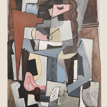 Femme au corset tesant un Livre by Pablo Picasso, Marina Picasso Estate Lithograph Poster 