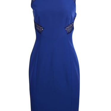 Karen Millen - Royal Blue Sleeveless Eyelet Lace Trim Dress Sz 8