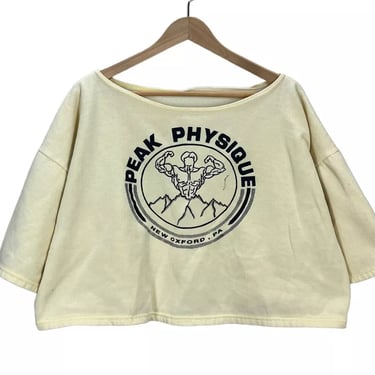 Vintage 80's Peak Physique Bodybuilding Weightlifting Cropped Sweatshirt XL